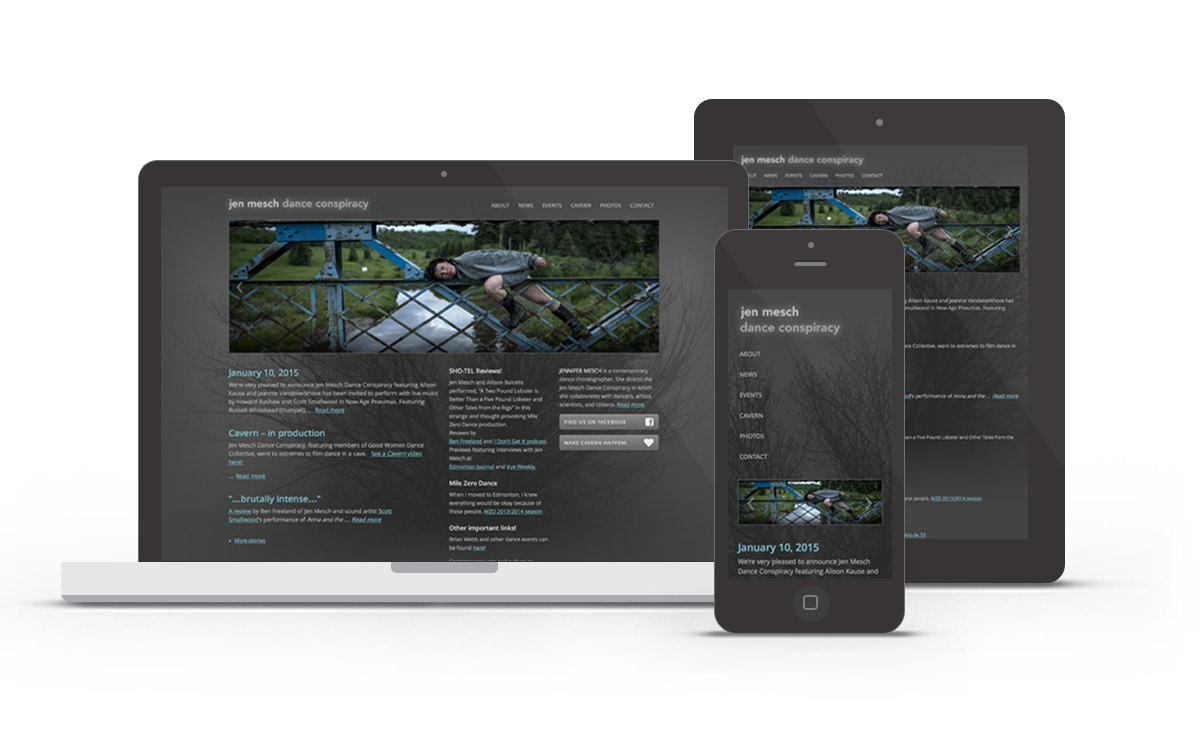Dance Conspiracy website on desktop, tablet, and mobile