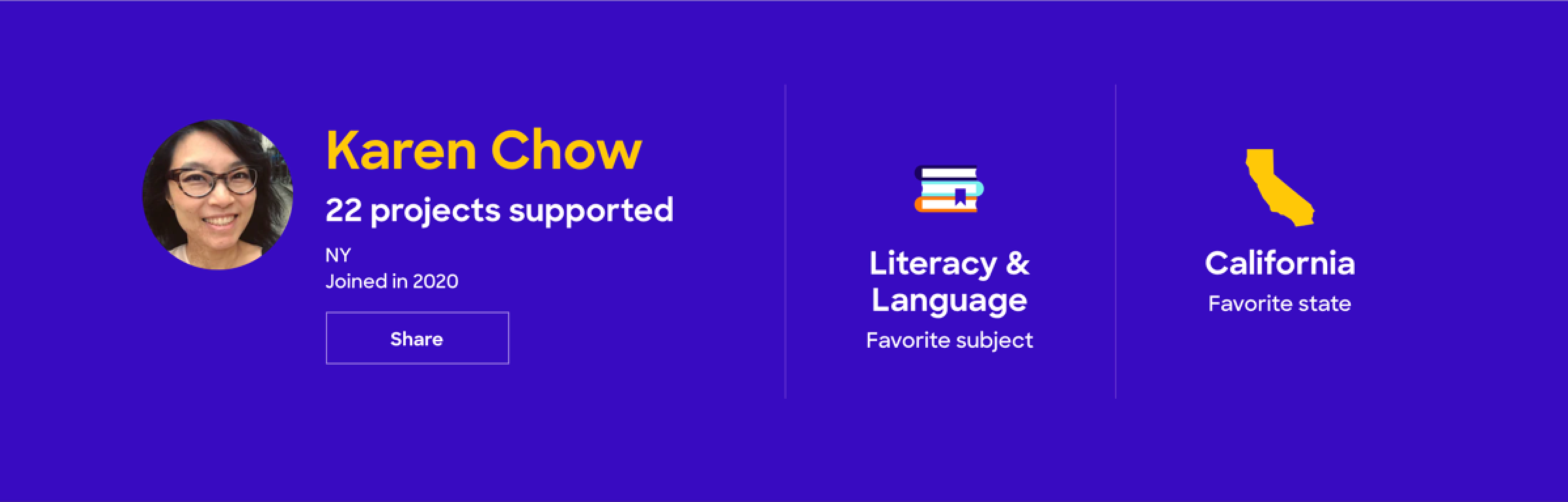 DonorsChoose banner with stats