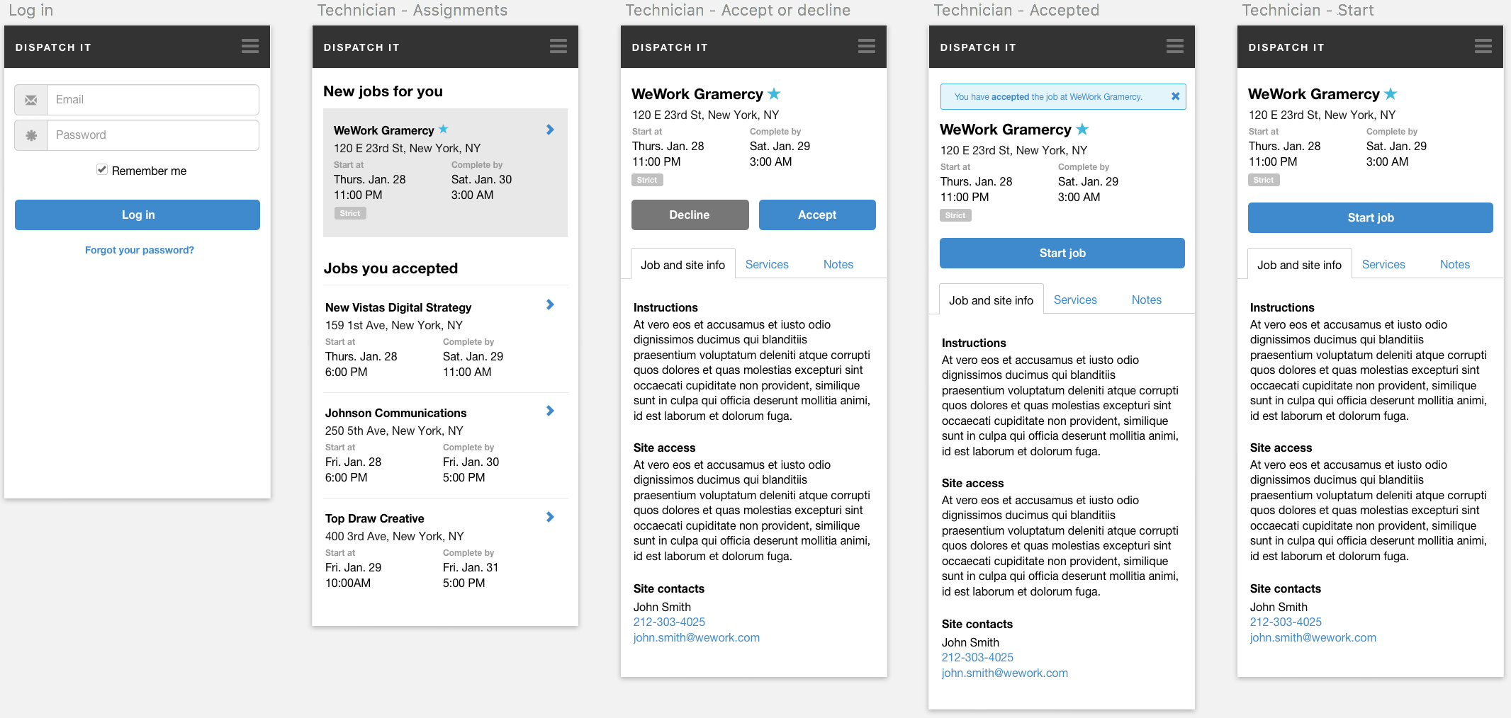 Tucker Technology wireframes